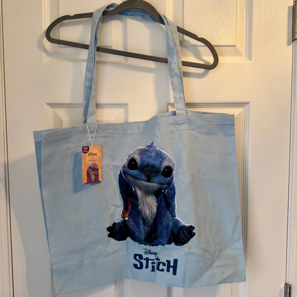 NWT. Disney Stitch tote tag Primark exclusive in blue. Features Stitch graphic